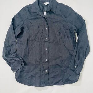 J.jill love linen blouse long sleeve nwt black Sz XS